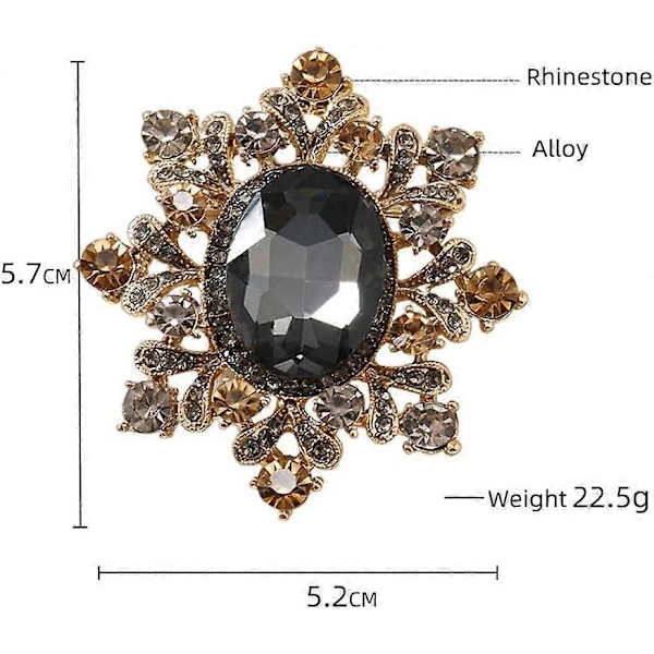 Guldpläterad Oval Brosch med Strass - Viktoriansk Slag- & Hatt Smycke