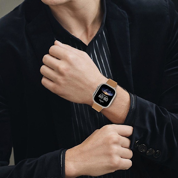 (Camel) Aitoa nahkaa oleva kellon ranneke Apple Watch Ultra 2 Ultra 49mm/ 9 8 7 45mm/ 6 5 4 SE(2023/2022) SE 44mm/ 3 2 1 42mm -kelloille
