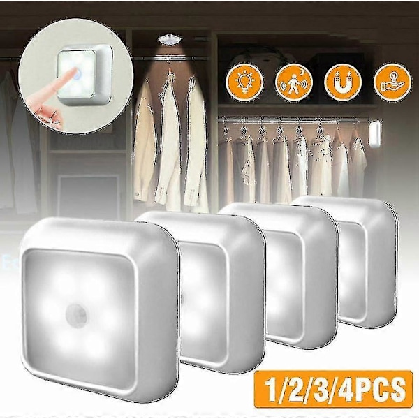 4 st Rörelsesensor Väggskåpslampa