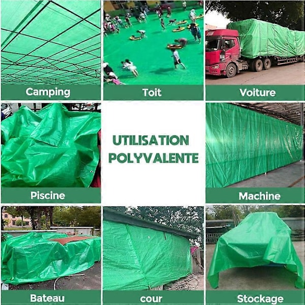 Presenning för utomhusbruk (2m X 5m) Tålig, Lättviktig, Skyddspresenning, Vattentät Presenning - Skyddande överdrag med öljetter