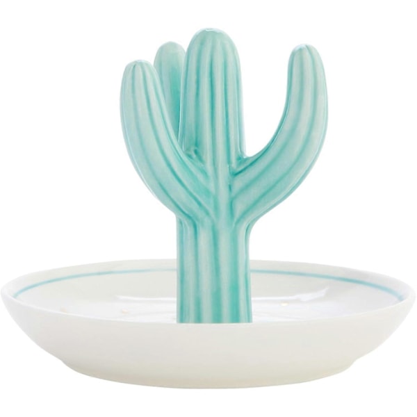Kaktus Ringholder Fad - Polkaprikket Smykkeorganisator (12,7x10,2 cm)