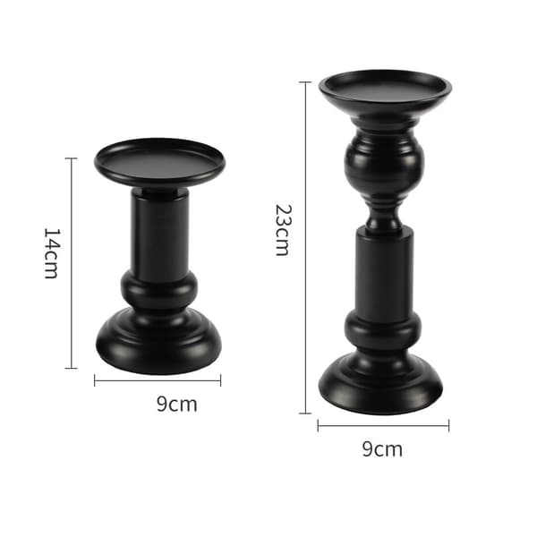 Lysestake 2-delt sett, svarte vintage metall lysestaker