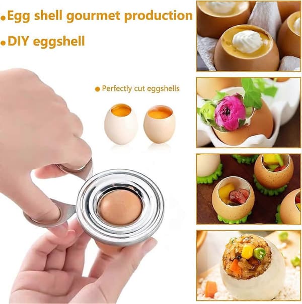 2-delt Eggeskallklipper Saks, Eggeskallkutter, Eggeåpner, Eggkutter i Rustfritt Stål, Praktisk Eggeskallkutter, for Hjemmekjøkkenverktøy (Sølv)