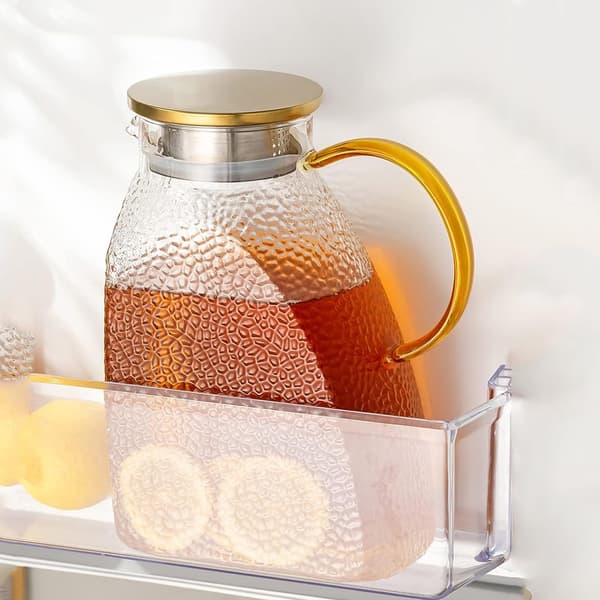 Vandkande/karaffel i glas med låg i rustfrit stål, lækagesikker, 1,8 L