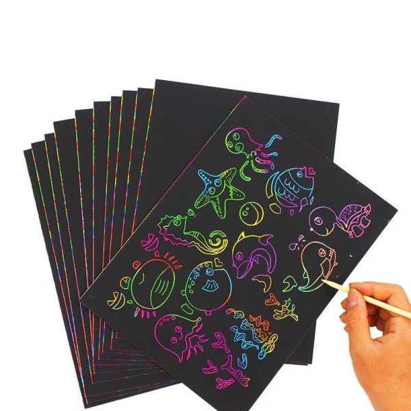 Set med 50 färgglada pedagogiska skrappappersark Rainbow