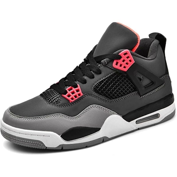 (A4 Svart Grå 10 UK) Bebetter Herr Air 4 Retro Klassiska Skate Skor - Svarta Träningsskor för Basket Casual Sneakers 10 UK