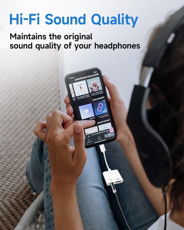 USB C till 3,5 mm Hörlurs- och Laddaradapter, 2-pack Typ C till Aux Jack Dongelkabel med PD Snabbladdning för iPhone 15/16/17 Pro/Max/Plus, iPad