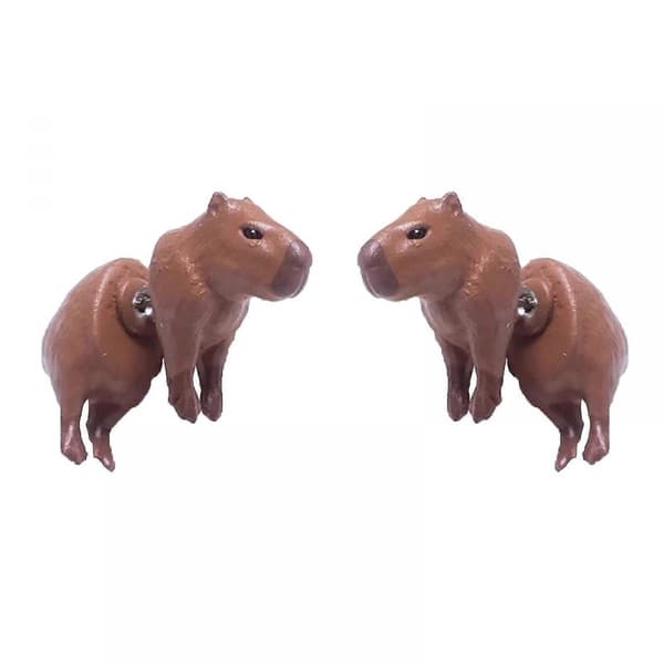 Håndmalte Capybara-øredobber 3D-printet 1 par Capybara-øredobber som gave til Capybara-entusiaster