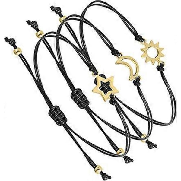 3 st Löftesarmband, Handgjorda Vänskapsarmband Justerbara Avståndsmatchande Pararmband Snöre Önskesmycken med Mönster för Tonåringar Flickor Män