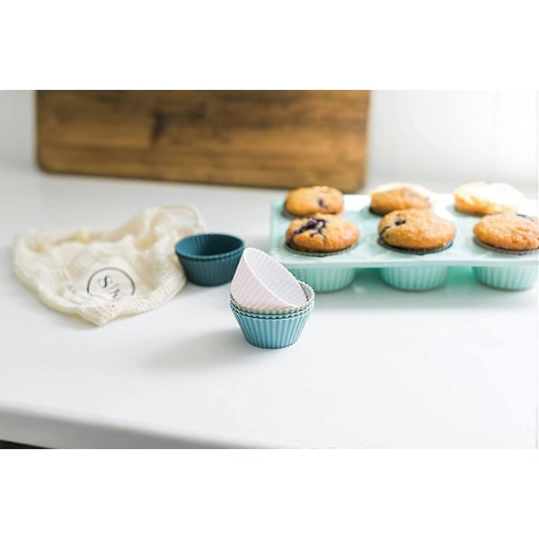 Silikonimuffinssivuoat - 4 väriä - Tarttumaton - BPA-vapaa - Konepesun kestävä (24 Standard)