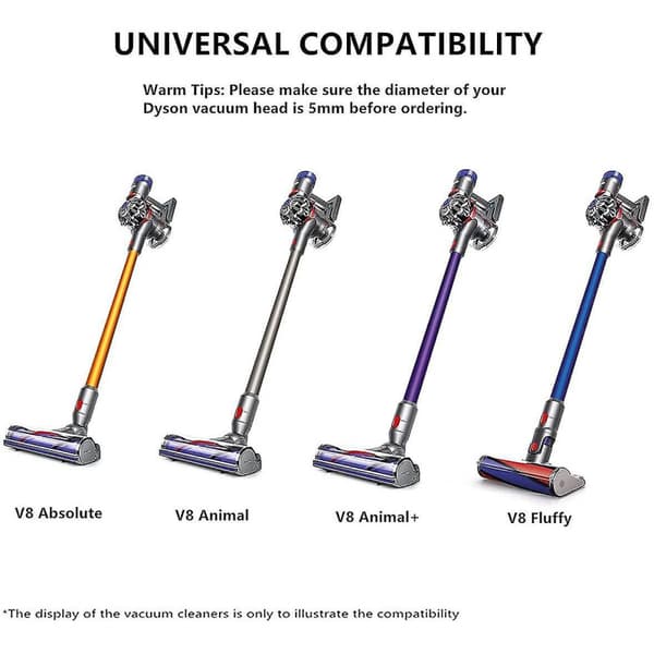 Børsterulle kompatibel med Dyson V8 støvsuger, sammenlignet med del 967485-01