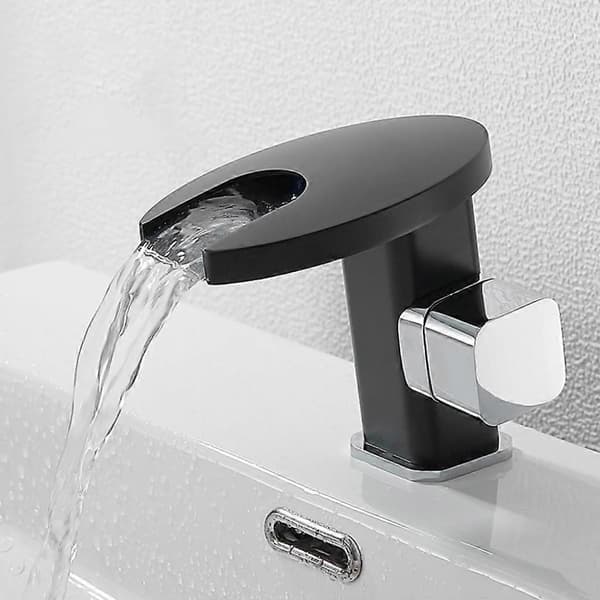 Håndvaskarmatur med/uden LED til Smart Induktion Farve/Temperatur Skift Vandhane Vandfaldstud Sort/Hvid/Guld/Sølv Haner til Sort