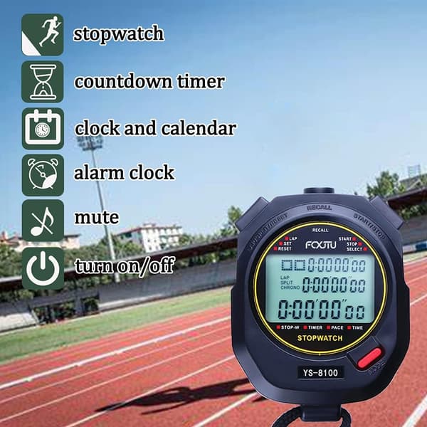 Stopur Professionel Timer 3 Rå 10/30/100 Omgange Split Hukommelse Med Digital Ekstra Stor Skærm Til Stopure Sports Spilletid