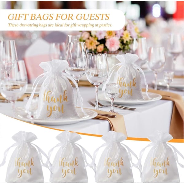 Sett med 50 Takke Satin Gaveposer, 10x15 cm, Elegant for Bryllup