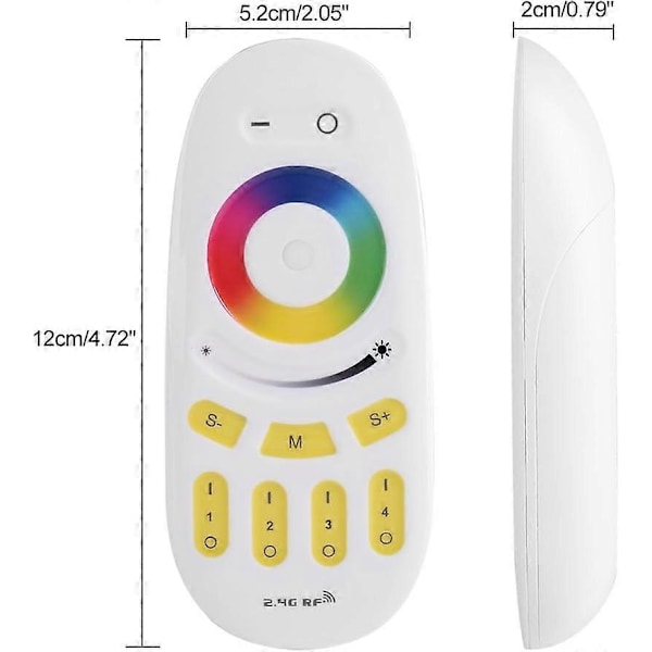 RF LED Fjernbetjening, 2.4G RGBW Fjernbetjening 4-Zone Touch LED Controller RGB LED Lysdæmper Controller til Milight RGBW LED Pære, RGB LED Strip Lys
