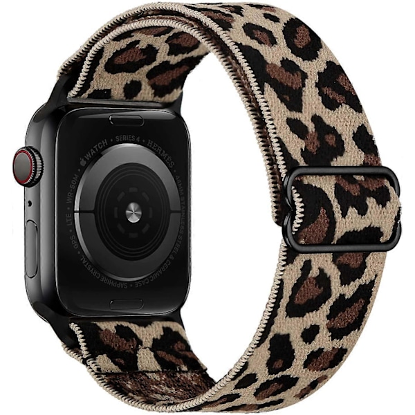 Leopard Apple Watch 38mm 40mm 41mm Elastiskt Armband Kompatibelt med Armband, Justerbart Mjukt Nylonband för iWatch Series 9 8 7 6 5 4 3 2 1 SE Ultra fo