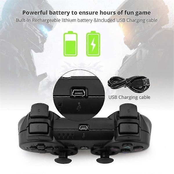 (Hopeanharmaa) Ps3 langaton Bluetooth 30 -ohjain pelikahva kaukosäädin peliohjain Au Stock