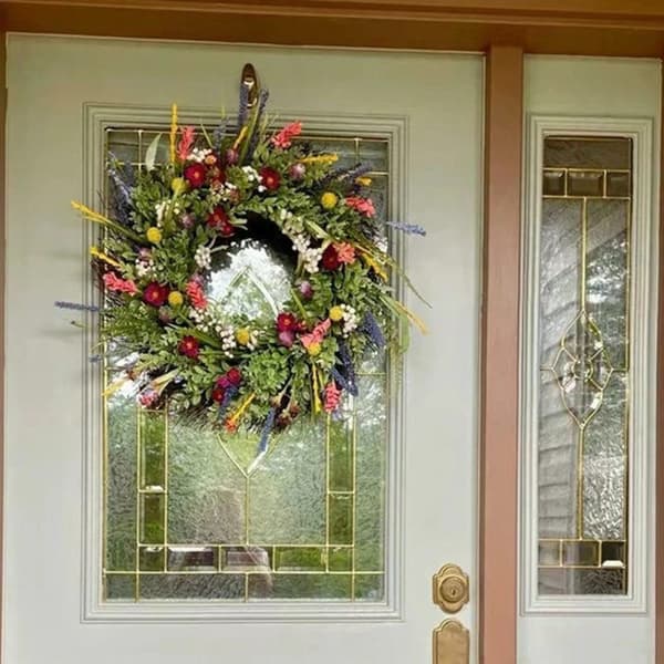Vårkrans, kunstig villblomstgirlander, dekorativ 40 cm