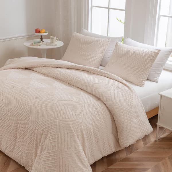 Sengeteppe/pledd, 3-delt sett, vattert teppe 220x240cm med 2 putetrekk