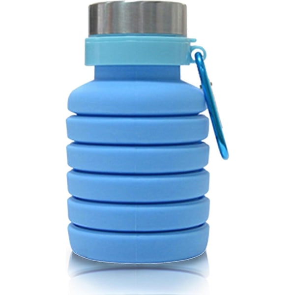 (A)500ml Hopfällbar Silikonvattenflaska för Resor, Camping, Picknick, Gym, Vandring, Cykling, Fiske
