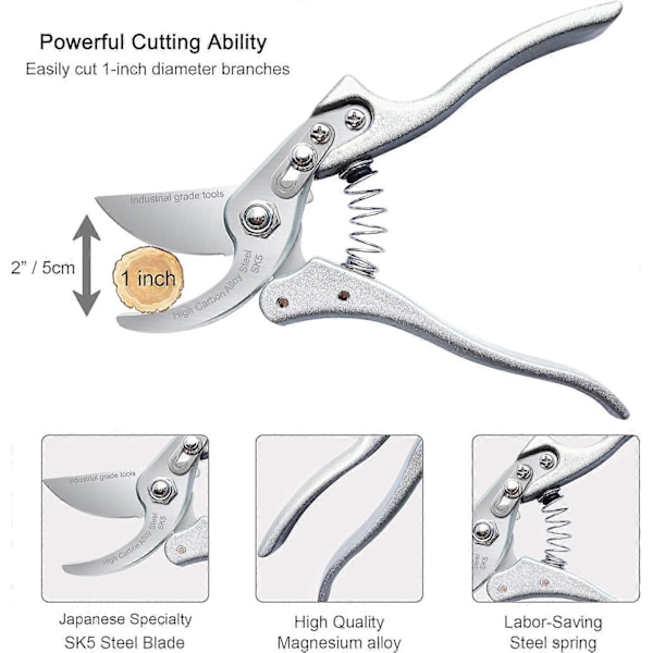 Japanska Trädgårdssaxar, 20 cm Professionell Bypass-design, Ergonomiska Trädgårdsredskap