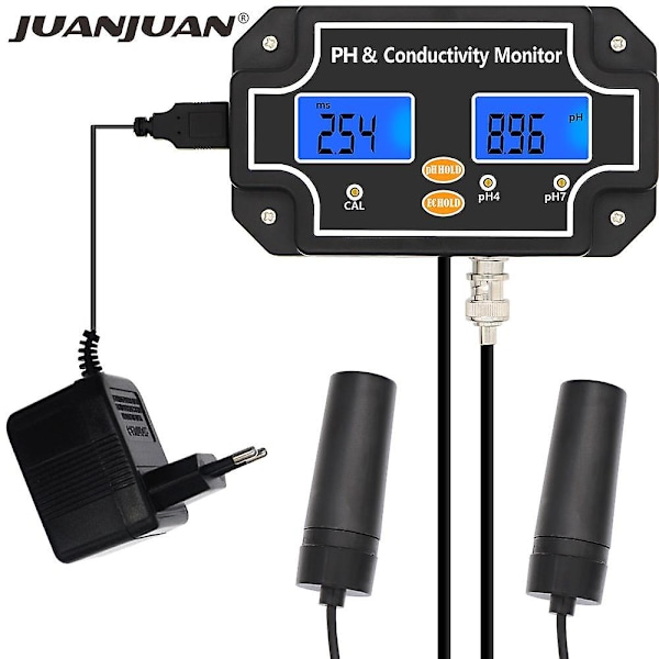 (Us plus) 2-i-1 Digital PH EC-mätare Vattenkvalitetstestare PH/EC 2681 Professionell Vattentät Övervakning Dubbel Display Tester 40% rabatt