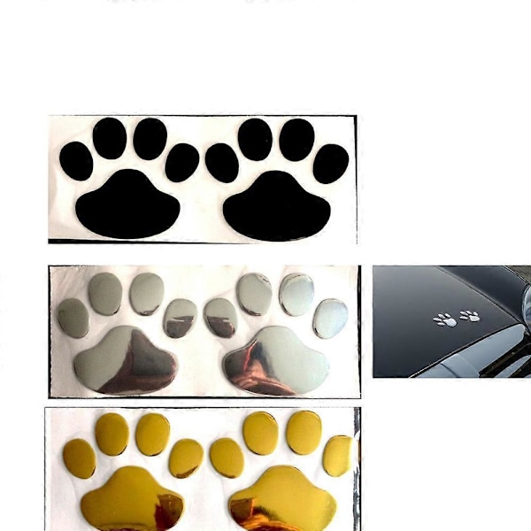 3 Par PVC Bjørnepote Hundefotavtrykk Bumper Klistremerke Bil Riper Klistremerke