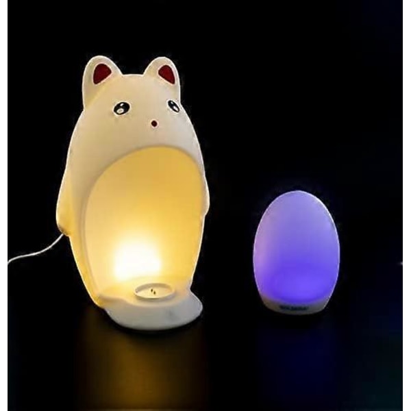 Yövalo lapsille, LED kannettava silikonilamppu, micro USB -lataus, säädettävä väri, kirkkauden säätö valkoinen 1 kpl.
