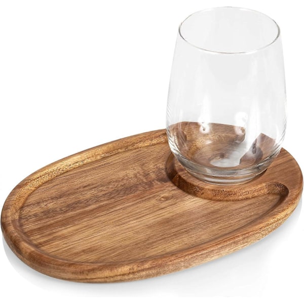 4 Set Akaciaträ Aptitretare Tallrikar för Aptitretare Cocktail Tallrik 9 x 6