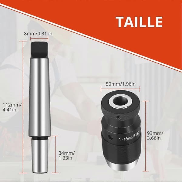 Superprecis Självspännande 1-16mm Nyckellös Svarvborrchuck MT2 -B16 Dorn för MK2 Svarv