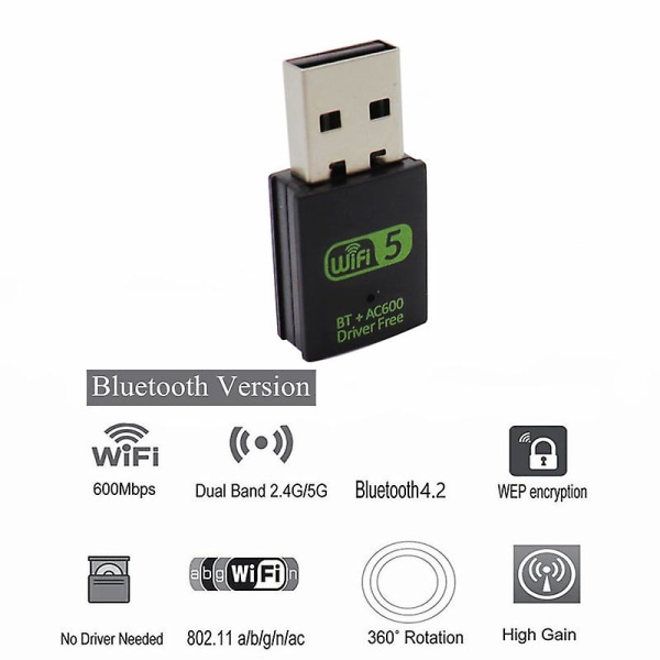 600mbps Wifi Bluetooth Adapter 2.4/5.8ghz Wireless External