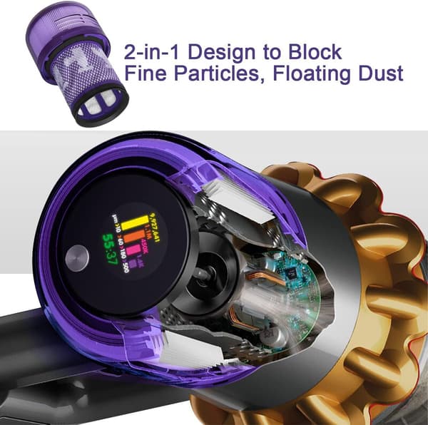 Udskiftningsfiltre til Dyson V12 Slim, HEPA-filter til Dyson V12 Detect Absolute Extra/Total Clean/Fluffy trådløs støvsuger 971517-01