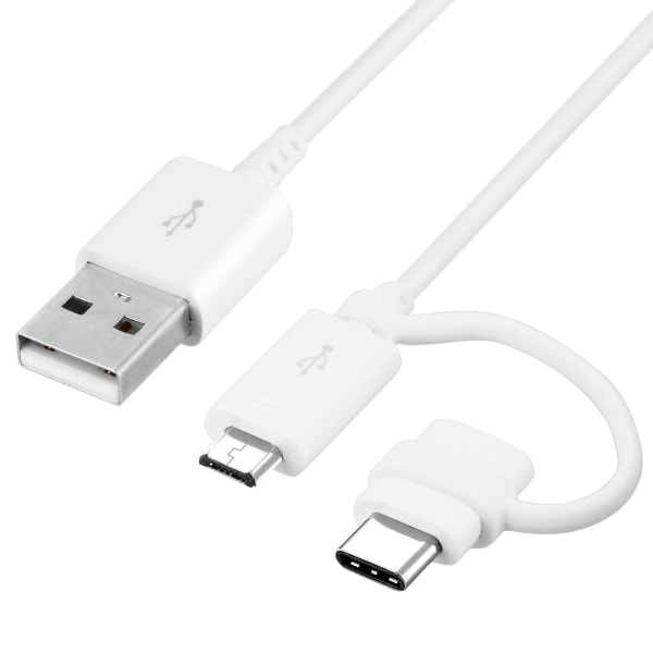 USB Type-C och Micro-USB-kabel - Samsung 2-in-1 Vit 1M