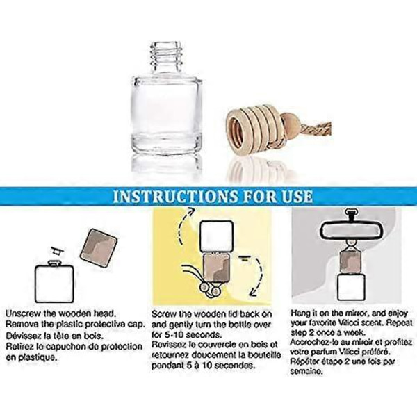 10-pack Bilhängande Diffuser Glas Parfymflaskor Tomma Luftfräschare Diffuser Flaska Hänge Olja Parfym Aromaterapi Flaska Ornament Dekor (Rund)