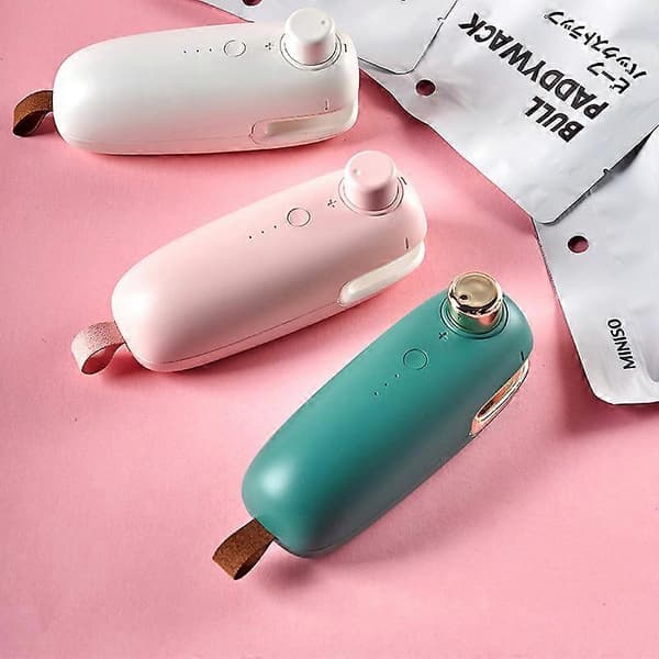 Mini Bærbar Håndtryksforsegler USB Genopladelig Mini Plastikposeforsegler til Hjemmesnacks Hvid
