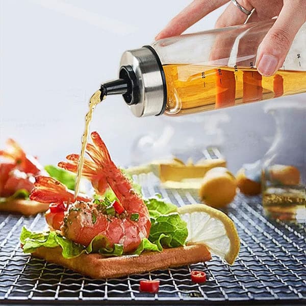 FARI Eddik- og oljeflaske, 2x500ml oljedispenser og olivenoljeflaske i glass