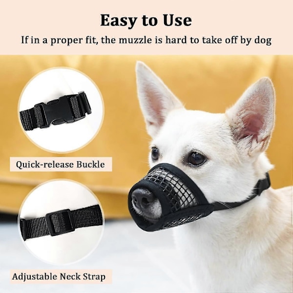 Hundemaske, blød mesh-maske, egnet til små og mellemstore hunde, Chihuahua, Puddel, Husky, Labrador Retriever, bre