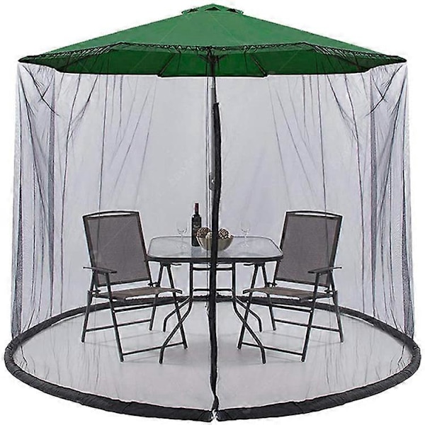 Beige cylindrisk myggenet til parasol 3 m diameter med lynlås og ballast