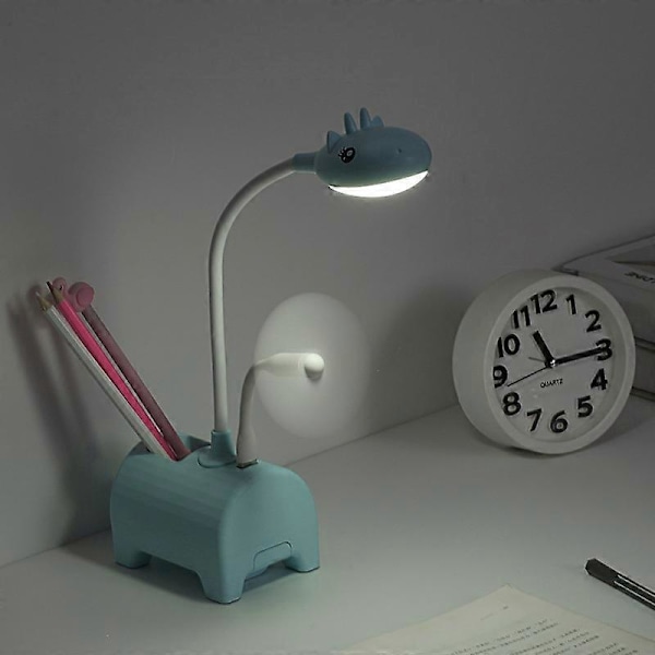Vaaleanpunainen LED-pöytävalaisin lapsille, kolmivärinen himmennettävä pöytävalaisin, kosketuskytkin/USB-liitäntä/kynäteline, lukuvalo lastenhuoneeseen, opiskeluun, työhön
