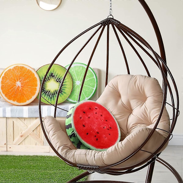 4 st 40 cm Runda Fruktkuddar Fyllda Prydnadskuddar 3D Vattenmelon Kiwi Citron Apelsin Dekorativa Golvkuddar Stol Leksak Sits Golvsittkuddar