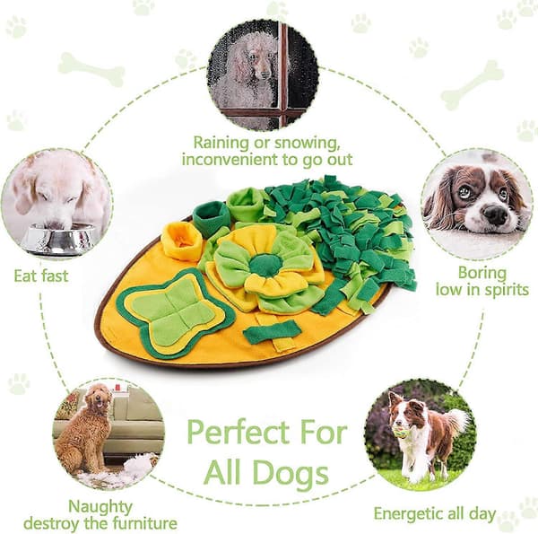 Snusematte 70*40cm Hundetrenere Puslespill Gravematte Sakte Fôring Smart Leke Hund Snusematte Stressreduserende Sammenleggbart Teppe Sklisikker-Vaskbar