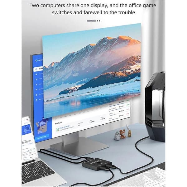 Bi-direktionel USB C-switcher 100W opladning+10Gbps data+8K videooverførsel 1x2/2x1 KVM-switch til 2 L