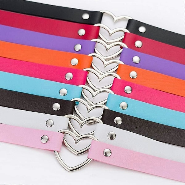 Justerbar Lær Myk Punk PU Goth Choker Halskjede Dame Kragekjede