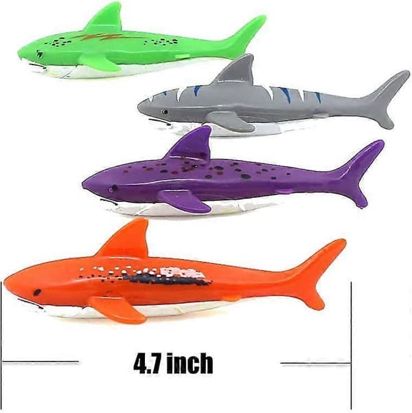Dykpoolleksak Undervattenssimning Kastande Dykartorped Haj, 4-pack