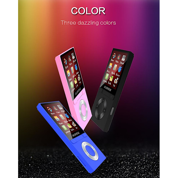 Bluetooth 4.0 Mp3 / Mp4 -soitin 8 Gt:n muistikortilla, 1,8 tuuman LCD-näyttö, video-/äänitallennus/FM-radio, e-kirjan lukija, musta