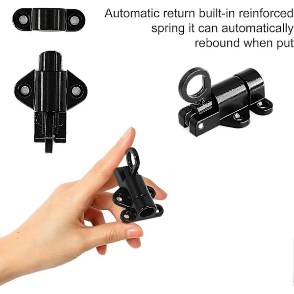 Dørlås Fjeder Dørlås Med 4 Skruer Automatisk Dørfjederlås Aluminium Legering Fjederbolt Egnet til Døre og Vinduer Garderober Gårdhave D