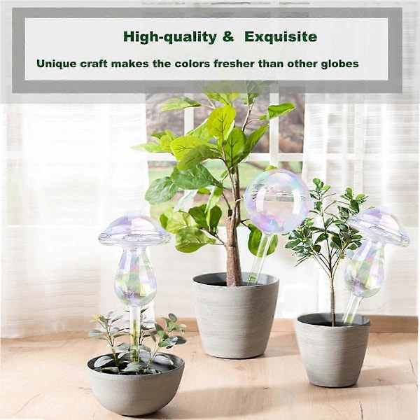 Sopp Vanningskuler, Glassvannere, Automatisk Plantevanner, Sopp Plante Mater for Gaver (4, Sopp)