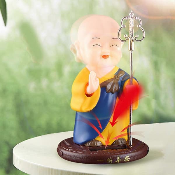 Solcelledrevet Bobble Head Bil Dashbord Dekor Figur Søt Statue Rød