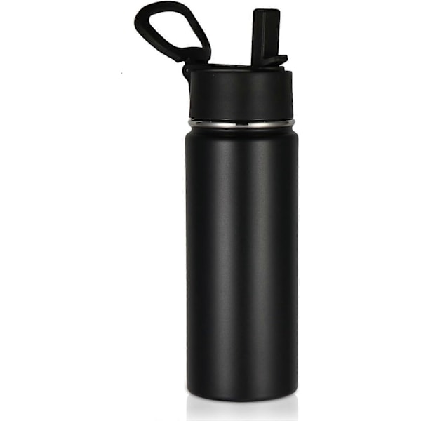 18oz Isolert Vannflaske for Barn, Rustfrie Stål Vannflasker med Sugerørslokk, Dobbel Vegg Vakuum Gjenbrukbar Metall Termos Vannflaske