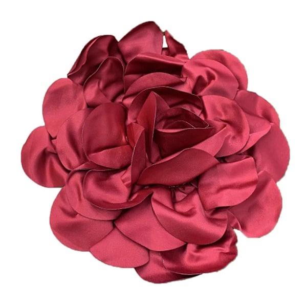 (Röd) Stilfull Lapel Blomma Accessoar Trendig Satäng Blomma Broschnål Kragstift Ornament för Modeentusiaster Röd